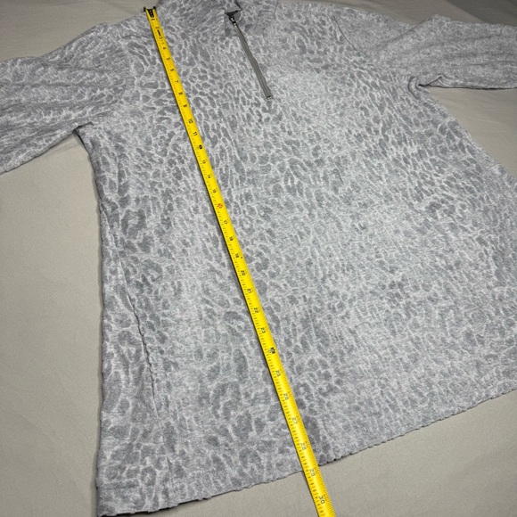 Susan Graver Gray Animal Print Zip Pullover - Picture 3 of 7